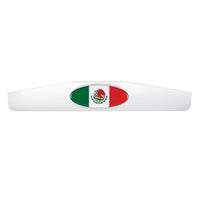 United Pacific - 4" x 24" Chrome Bottom Mud Flap Weight With Oval Mexico Flag Emblem
