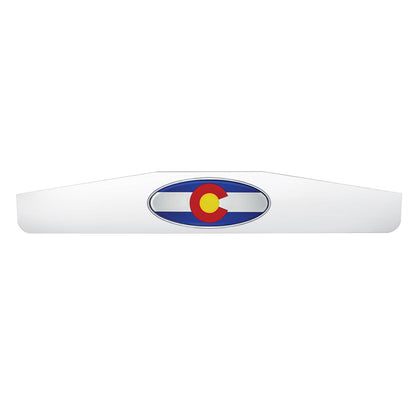 United Pacific - 4" X 24" Chrome Bottom Mud Flap Weight With Oval Colorado Flag Emblem
