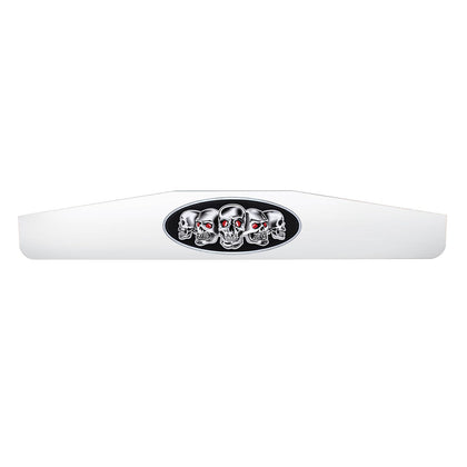 United Pacific - 4" X 24" Chrome Bottom Mud Flap Weight With Oval Black Skull Emblem