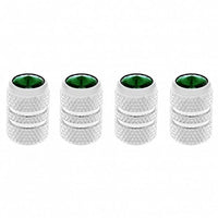United Pacific - Chrome Tubular Valve Caps With Green Crystal (Set of 4)