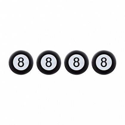 United Pacific - Black "8" Ball Tire Valve Caps (4-Pack)