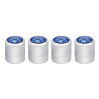Chrome Round Valve Caps w Color Crystal (4-Pack) - Blue, Green, Purple, Clear or Red