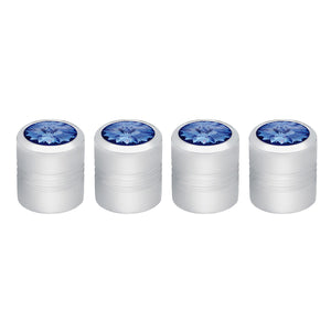 Chrome Round Valve Caps w Color Crystal (4-Pack) - Blue, Green, Purple, Clear or Red