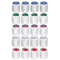 Chrome Round Valve Caps w Color Crystal (4-Pack) - Blue, Green, Purple, Clear or Red