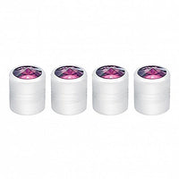 Chrome Round Valve Caps w Color Crystal (4-Pack) - Blue, Green, Purple, Clear or Red
