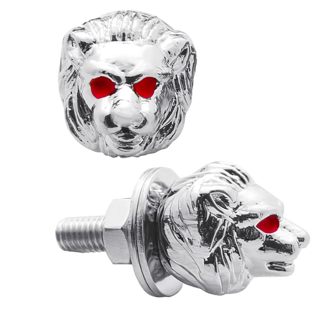 United Pacific - Chrome Lion Head License Plate Fastener (2-Pack)