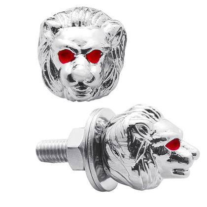 United Pacific - Chrome Lion Head License Plate Fastener (2-Pack)