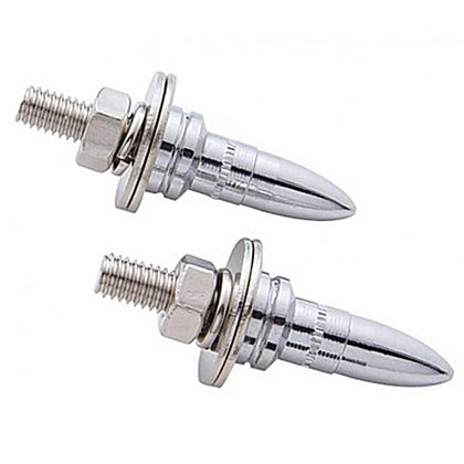 United Pacific - Chrome Bullet Shape License Plate Fastener (2-Pack)