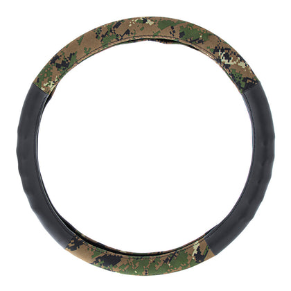 18" Cloth & Suede Camouflage Steering Wheel Cover - Digital Woodland Style