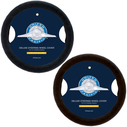 United Pacific - 18" Premium Comfort Grip Steering Wheel Cover - Black or Brown