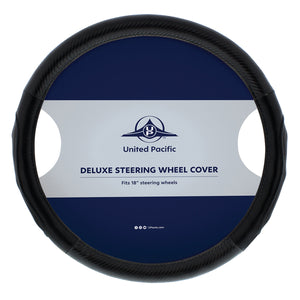 United Pacific - 18" Carbon Fiber Pattern Steering Wheel Cover - Black, Blue or Red Stitching
