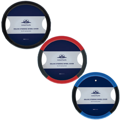 United Pacific - 18" Carbon Fiber Pattern Steering Wheel Cover - Black, Blue or Red Stitching