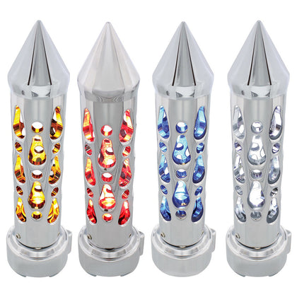 Brooklyn Style Spike Gearshift Knob With LED 9/10 Speed Adapter (Chrome) - Amber, Red, Blue or White