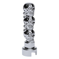 Thread-On 3-Skull Gearshift Knob w Adapter For Eaton-Fuller 13/15/18 Speed Shifter (Chrome)