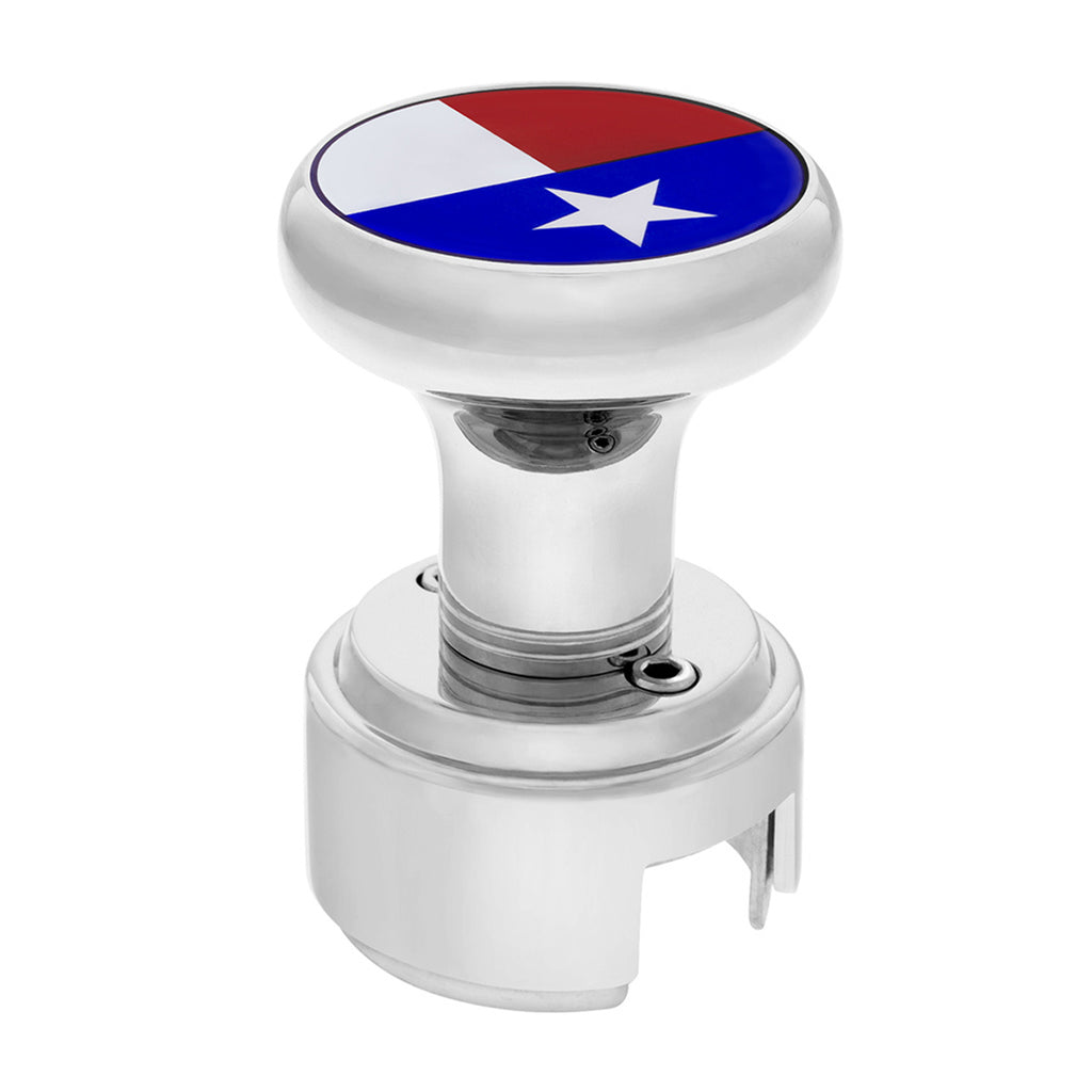 Thread-On Gearshift Knob With 13/15/18 Speed Adapter & Texas Flag Sticker (Chrome)