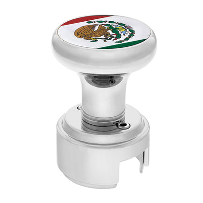 Thread-On Gearshift Knob With 13/15/18 Speed Adapter & Mexico Flag Sticker (Chrome)