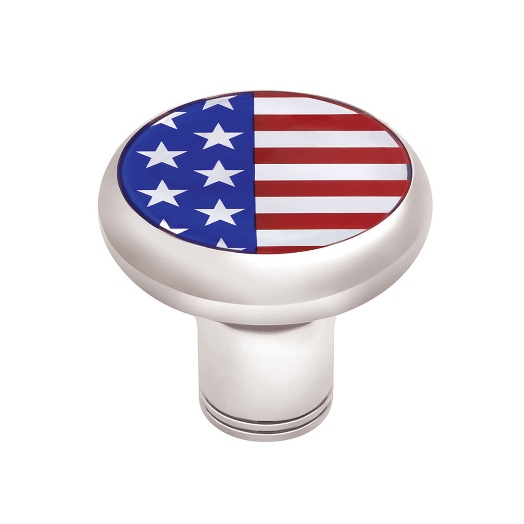 1/2"-13 Thread-On Gearshift Knob With USA Flag Sticker (Chrome)