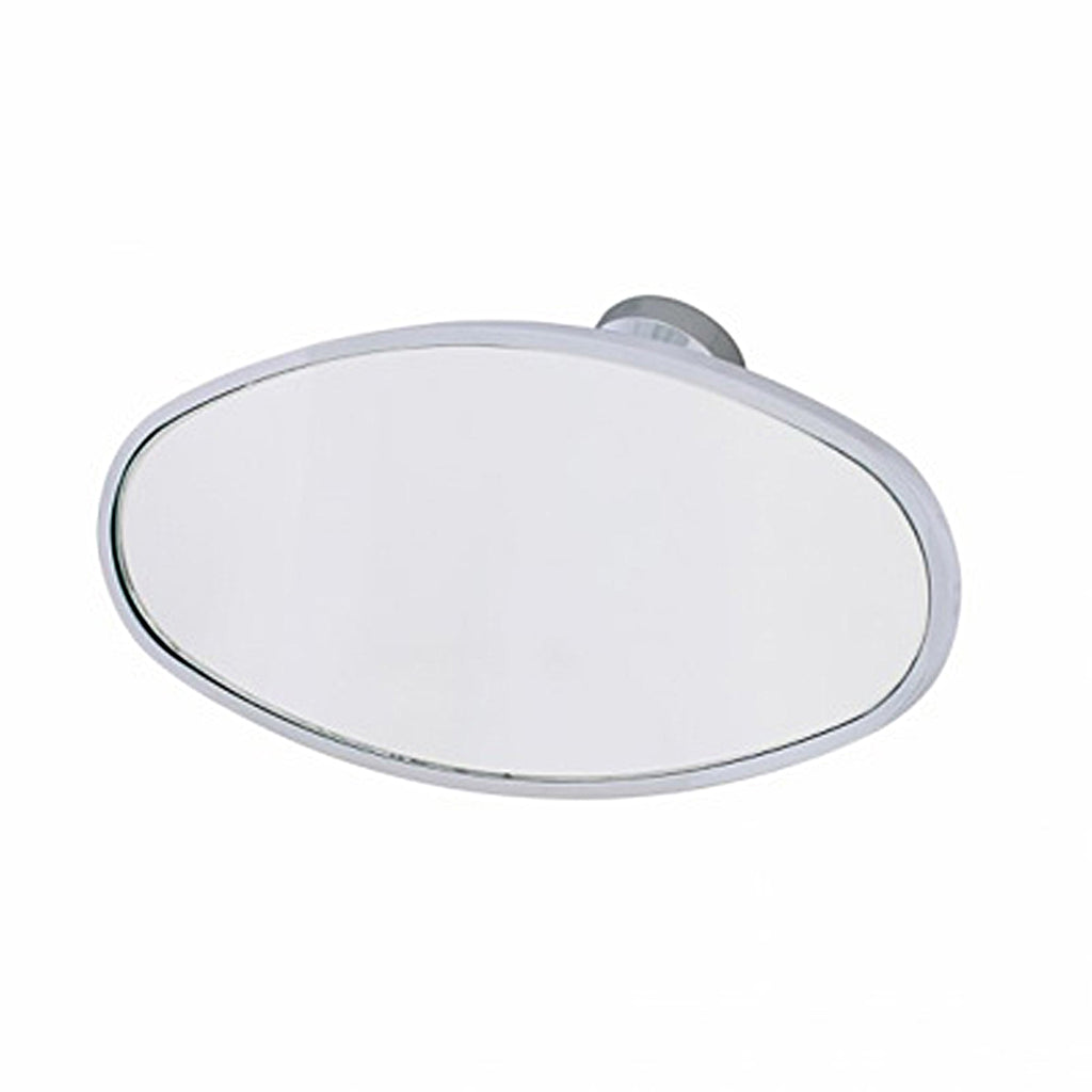 Oval Chrome Plated Aluminum Interior Rear View Mirror With Glue-On Mount