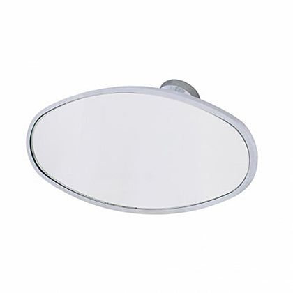 Oval Chrome Plated Aluminum Interior Rear View Mirror With Glue-On Mount