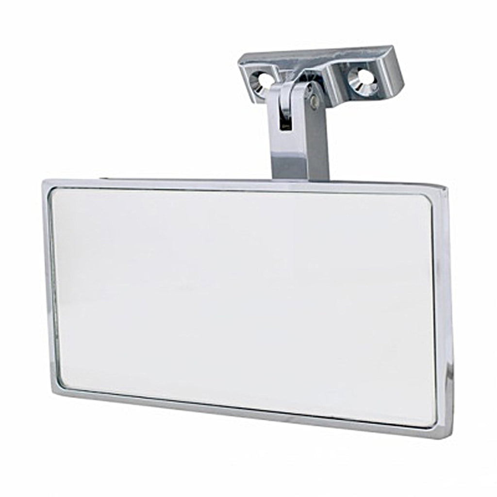 Rectangular Chrome Plated Aluminum Interior Rear View Mirror With Screw-On Mount