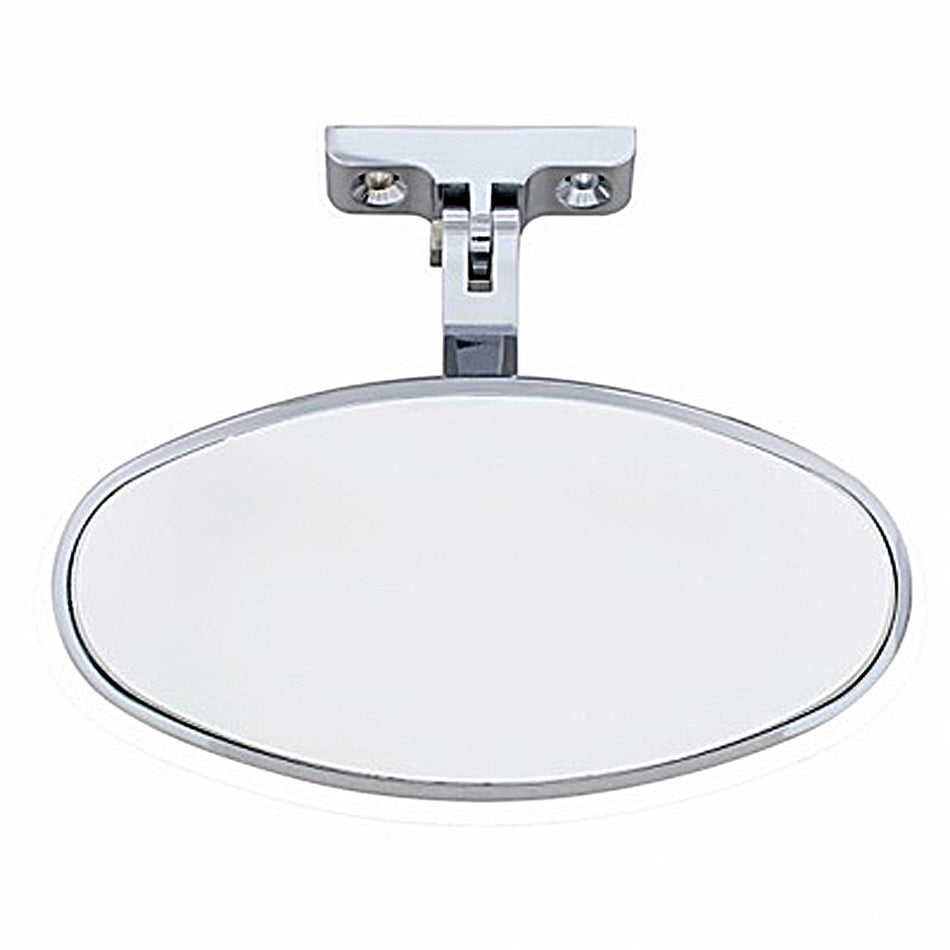 Oval Chrome Plated Aluminum Interior Rear View Mirror With Screw-On Mount