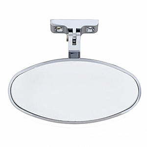Oval Chrome Plated Aluminum Interior Rear View Mirror With Screw-On Mount