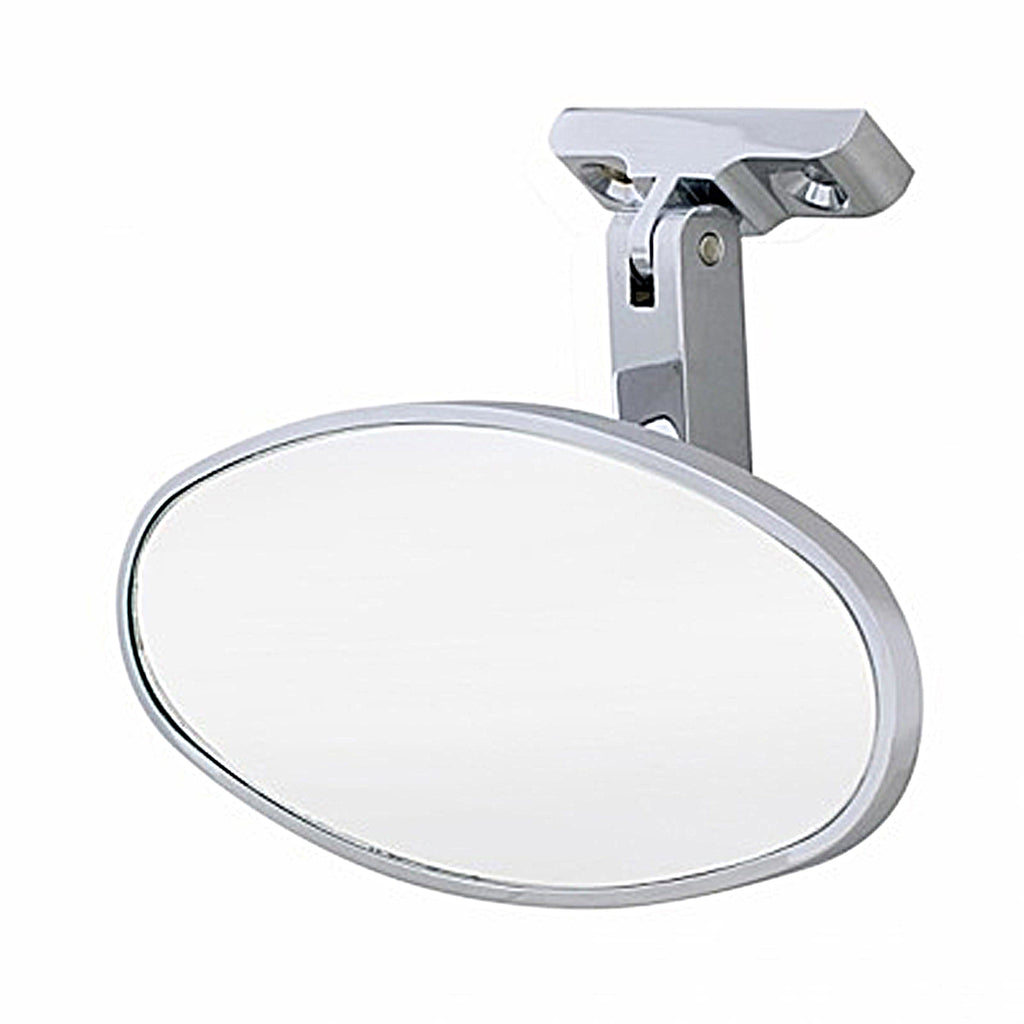 Oval Chrome Plated Aluminum Interior Rear View Mirror With Screw-On Mount