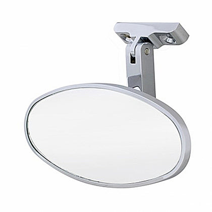 Oval Chrome Plated Aluminum Interior Rear View Mirror With Screw-On Mount