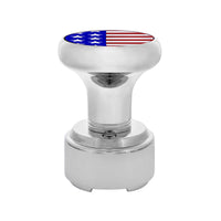 Thread-On Gearshift Knob With 9/10 Speed Adapter & USA Flag Sticker (Chrome)