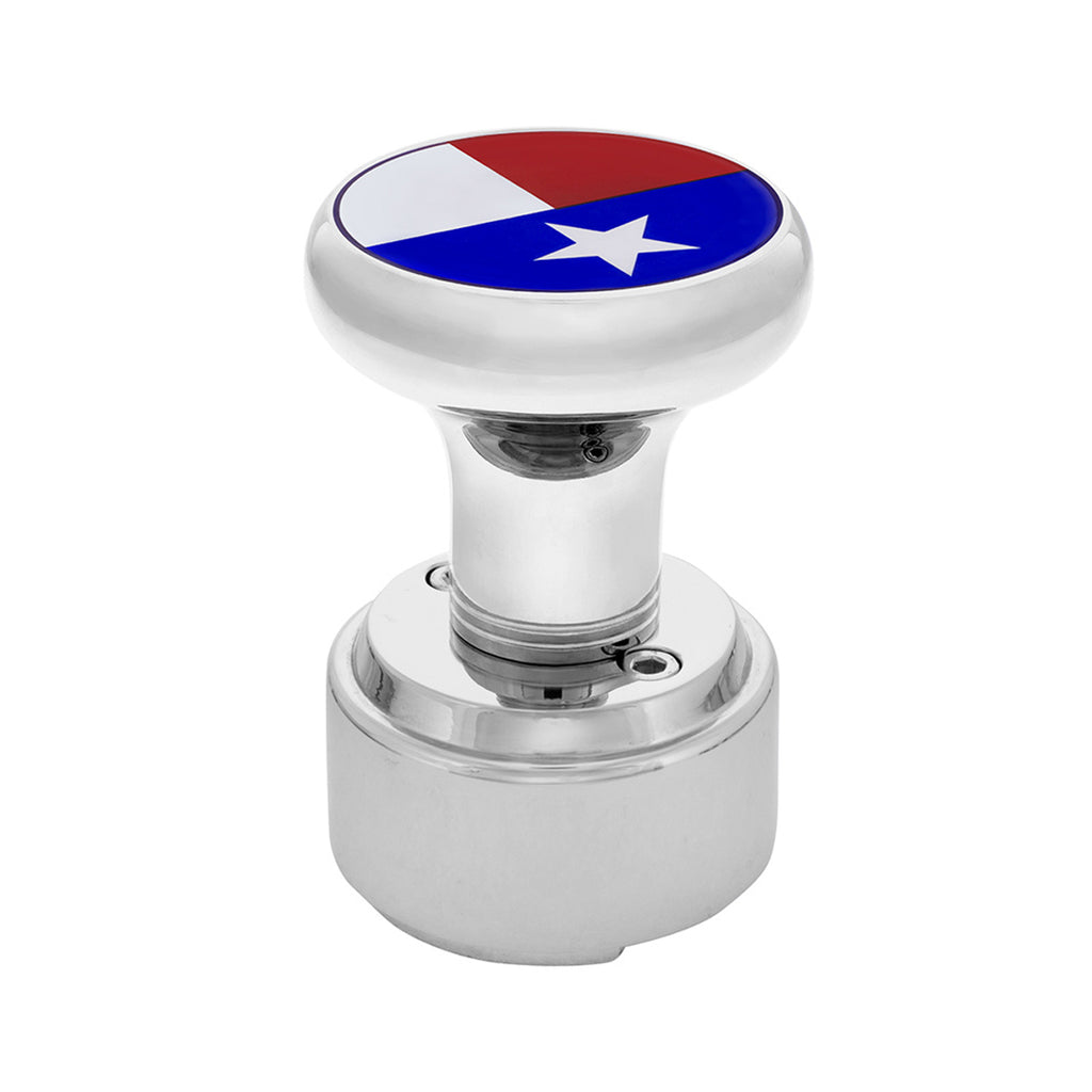 Thread-On Gearshift Knob With 9/10 Speed Adapter & Texas Flag Sticker (Chrome)