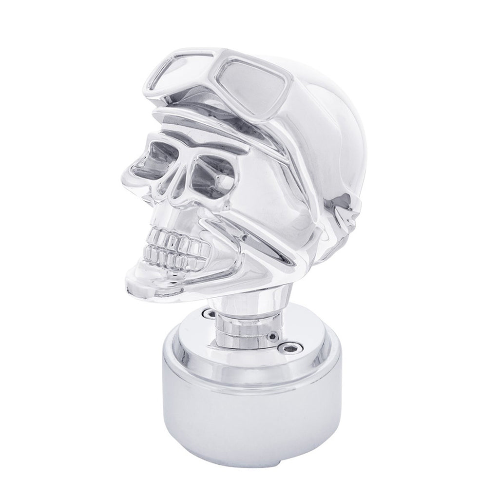 Skull Biker Thread-On Shift Knob & Adapter For Eaton Fuller Style 9/10 Shifter (Chrome)