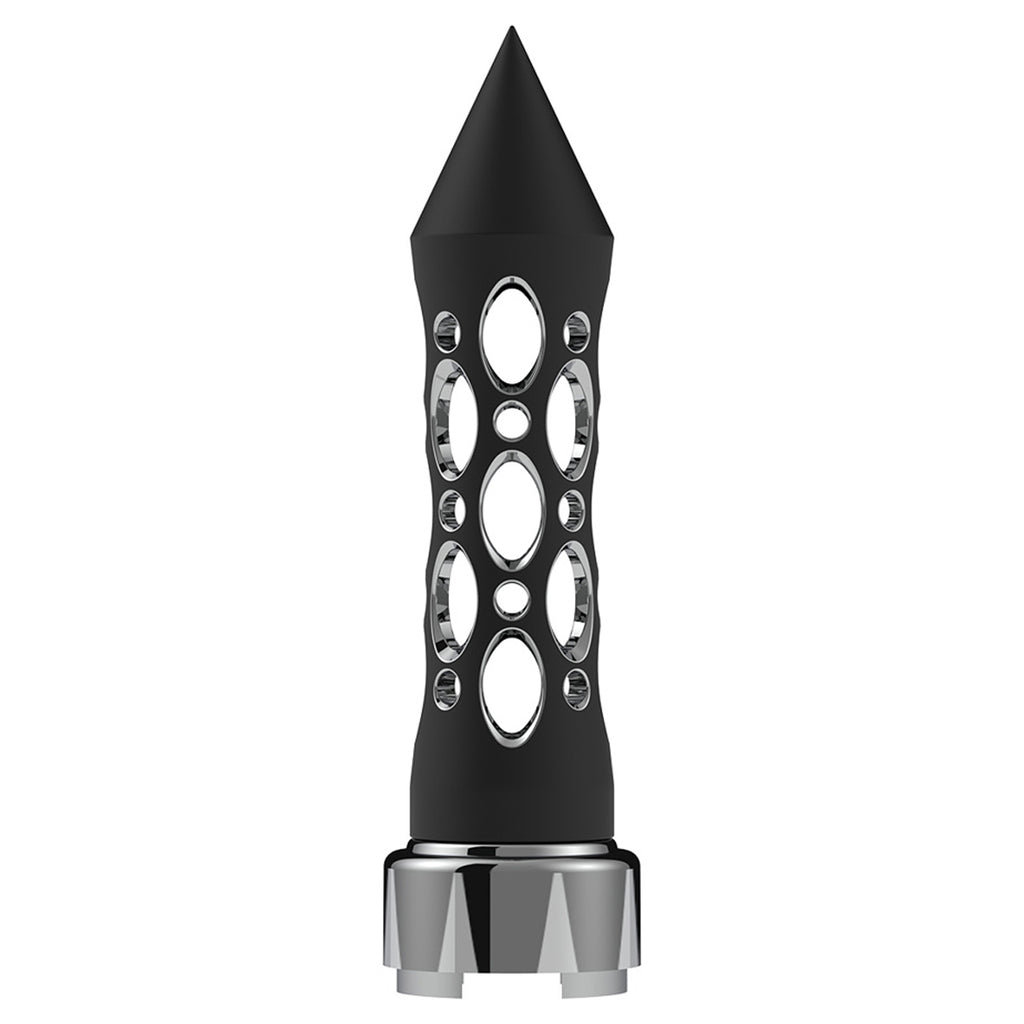 M30X3.5 Thread-On Daytona Style Spike Gearshift Knob With Chrome 9/10 Speed Adapter (Black/Vertical)