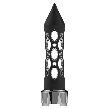 M30X3.5 Thread-On Daytona Style Spike Gearshift Knob With Chrome 9/10 Speed Adapter (Black/Vertical)