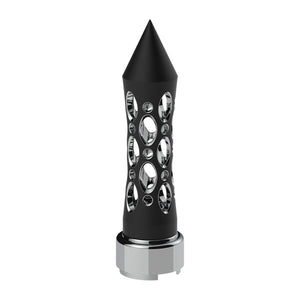 M30X3.5 Thread-On Daytona Style Spike Gearshift Knob With Chrome 9/10 Speed Adapter (Black/Vertical)