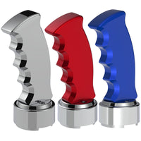 Thread-On Pistol Grip Gearshift Knob With Chrome 9/10 Speed Adapter (Chrome, Indigo Blue or Candy Red)
