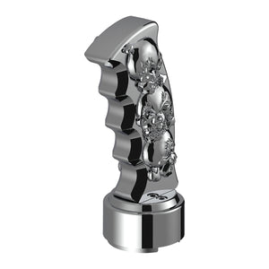 Thread-On Skulls Pistol Grip Gearshift Knob With Chrome 9/10 Speed Adapter (Chrome, Indigo Blue or Candy Red)