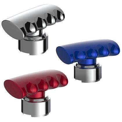 Thread-On T-Shape Gearshift Knob With Chrome 9/10 Speed Adapter (Chrome, Blue or Red)