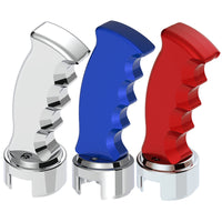 Thread-On Pistol Grip Gearshift Knob With Chrome 13/15/18 Speed Adapter (Chrome, Indigo Blue, or Candy Red)