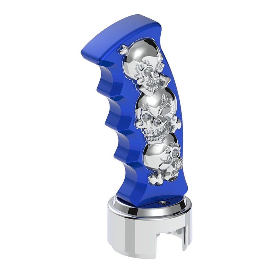 Thread-On Skulls Pistol Grip Gearshift Knob With 13/15/18 Speed Adapter (Indigo Blue or Candy Red)