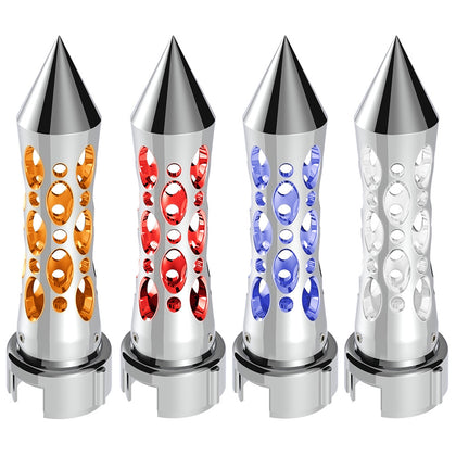 Thread-On Daytona Style Spike Gearshift Knob With LED 13/15/18 Speed Adapter - Amber, Red, Blue or White LEDs (Chrome)