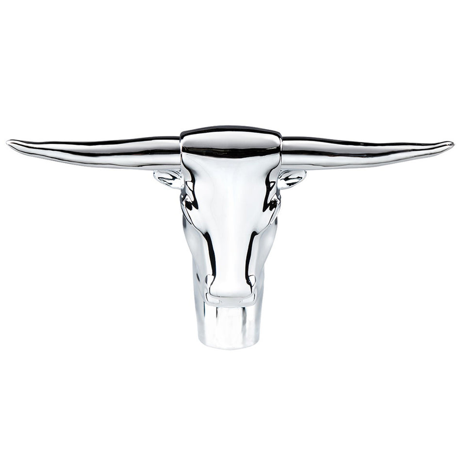 United Pacific - Die-Cast Long Horn Bull Hood Ornament (Chrome)