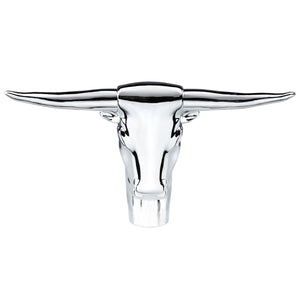 United Pacific - Die-Cast Long Horn Bull Hood Ornament (Chrome)
