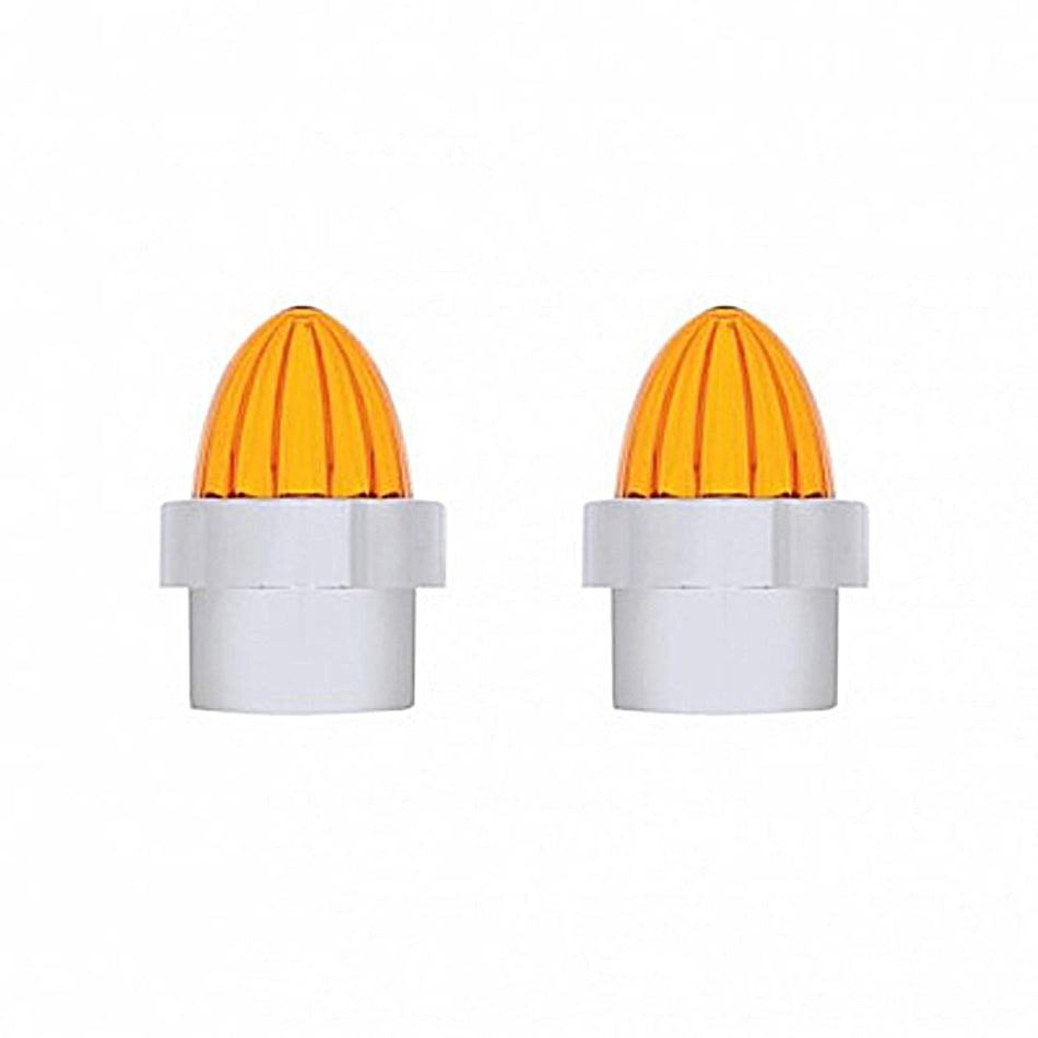 United Pacific - Stainless Bumper Guide Kit With Watermelon Lens Top - Amber Lens (Pair)