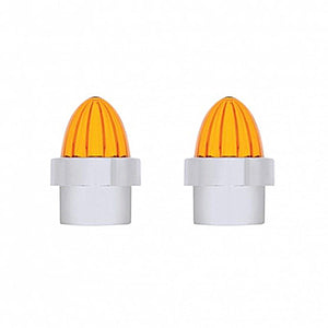 United Pacific - Stainless Bumper Guide Kit With Watermelon Lens Top - Amber Lens (Pair)