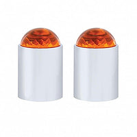United Pacific - Stainless Bumper Guide Kit With Dome Lens Top - Amber Lens (Pair)