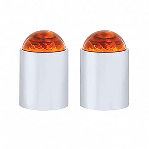 United Pacific - Stainless Bumper Guide Kit With Dome Lens Top - Amber Lens (Pair)