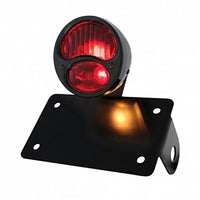 Black 1928 Ford Model A Style Tail Light Assembly With Horizontal Mounting Bracket For Motorcycle