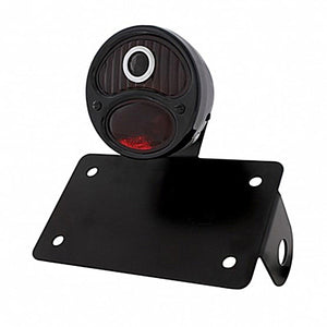 Black 1928 DUO Lamp & Blue Dot Style Tail Light Assembly With Horizontal Mounting Bracket For Motorcycle