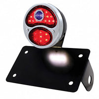Stainless Steel & Black Housing 1928 DUO Lamp & BD Style LED Tail Light Assembly With Horizontal Bracket For Motorcycle