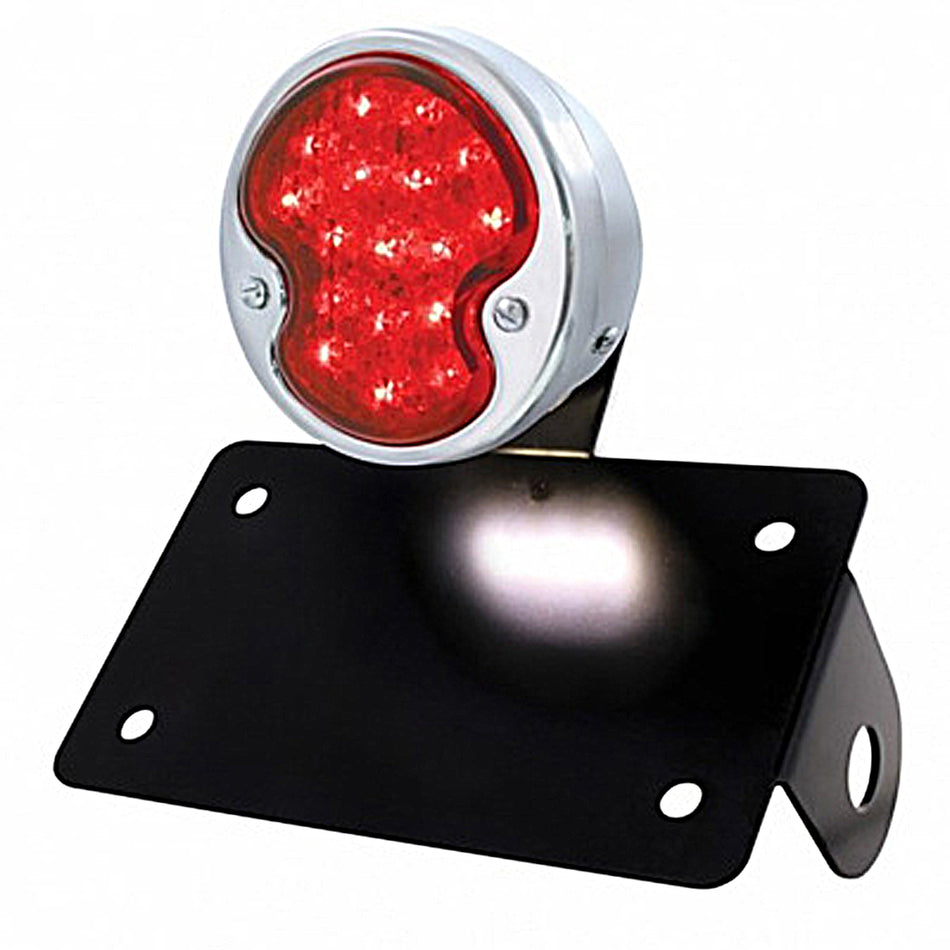 Stainless Steel 1932 Ford Style LED Tail Light Assembly With Horizontal Mounting Bracket For Motorcycle